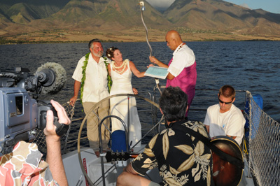 Sunset Sail Wedding ceremony aboard the yacht Scotch Mist